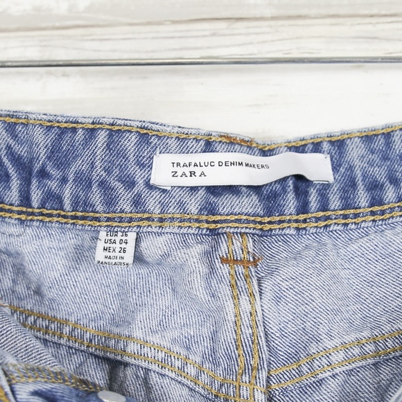 Zara Blue High Waist Jean Shorts sz 04 - Picture 8 of 8